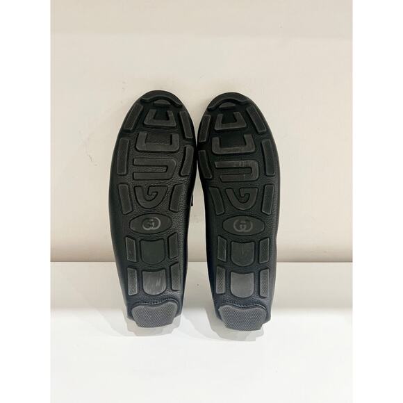 Gucci Interlocking G Logo Slip On Leather Driver Loafer Matte Black Mens Size 10 - Picture 7 of 7